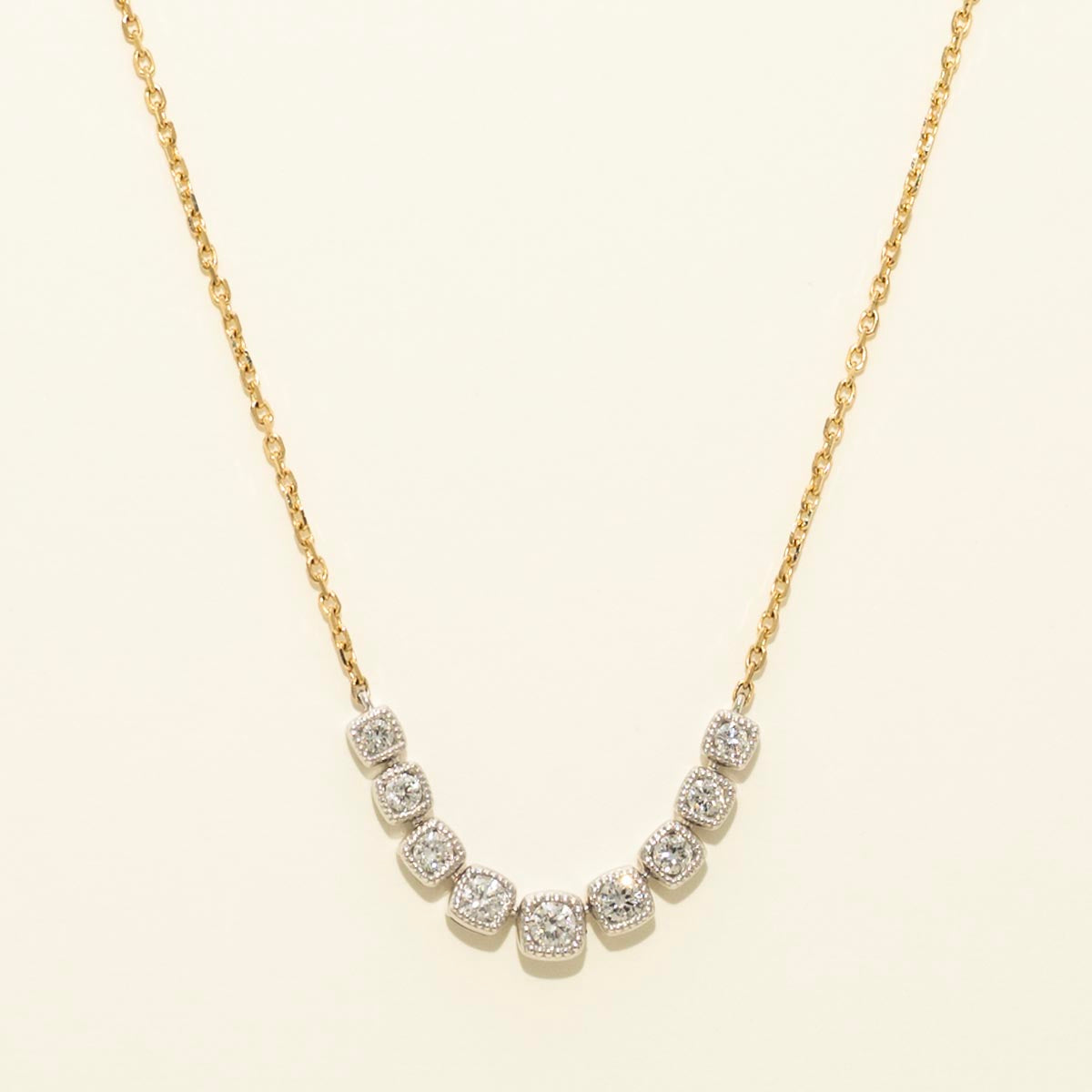 Diamond Bezel Station Necklace in 14kt Yellow and White Gold (1/2ct tw)