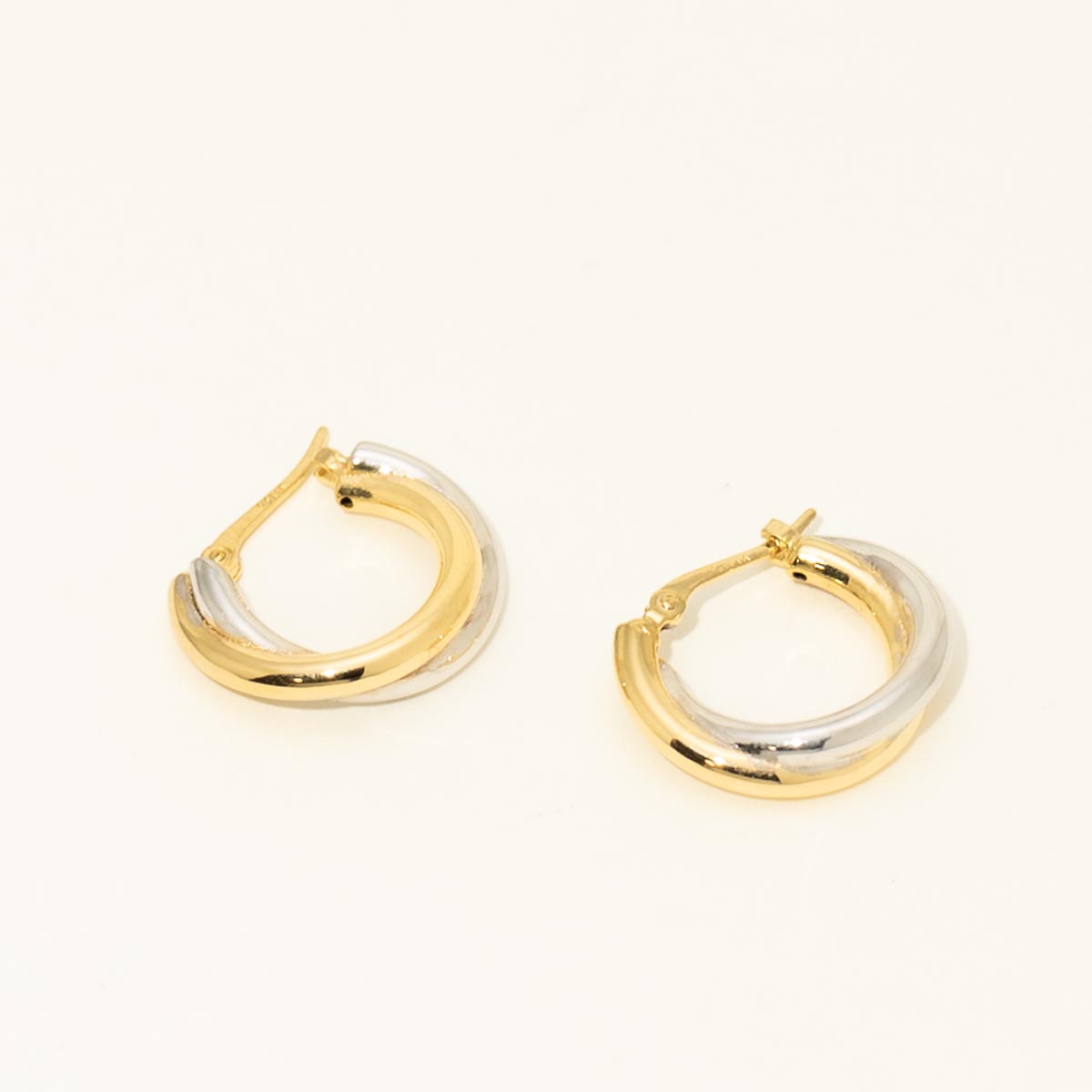 Double Hoop Earrings in 14kt Yellow and White Gold