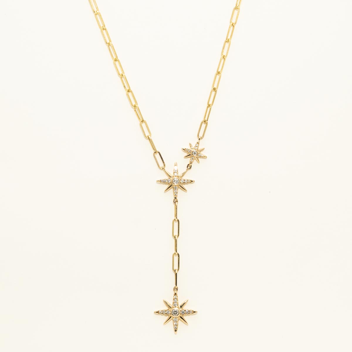 Diamond Star Lariat Necklace in 14kt Yellow Gold (1/4ct tw)