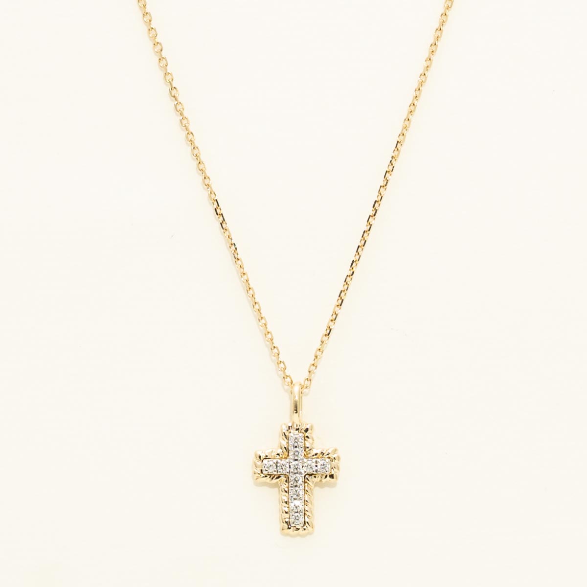 Diamond Cross Necklace in 14kt Yellow Gold (1/20ct tw)