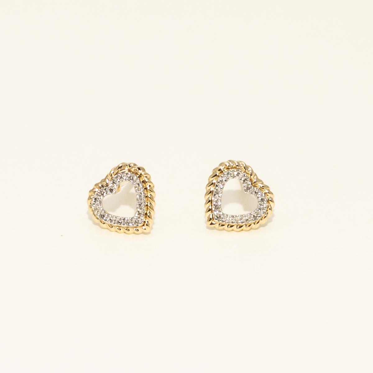 Diamond Heart Earrings in 14kt Yellow Gold (1/20ct tw)