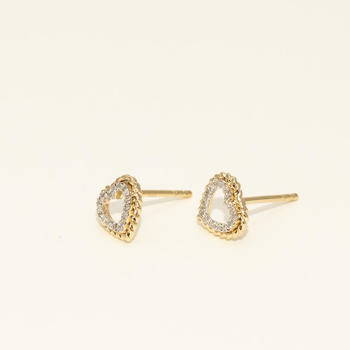 Diamond Heart Earrings in 14kt Yellow Gold (1/20ct tw)