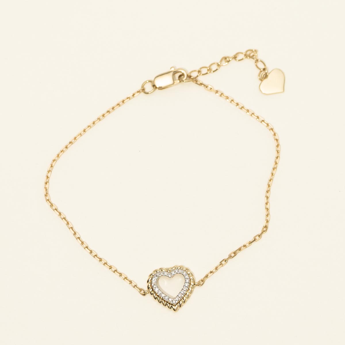 Diamond Heart Bracelet in 14kt Yellow Gold (1/20ct tw)