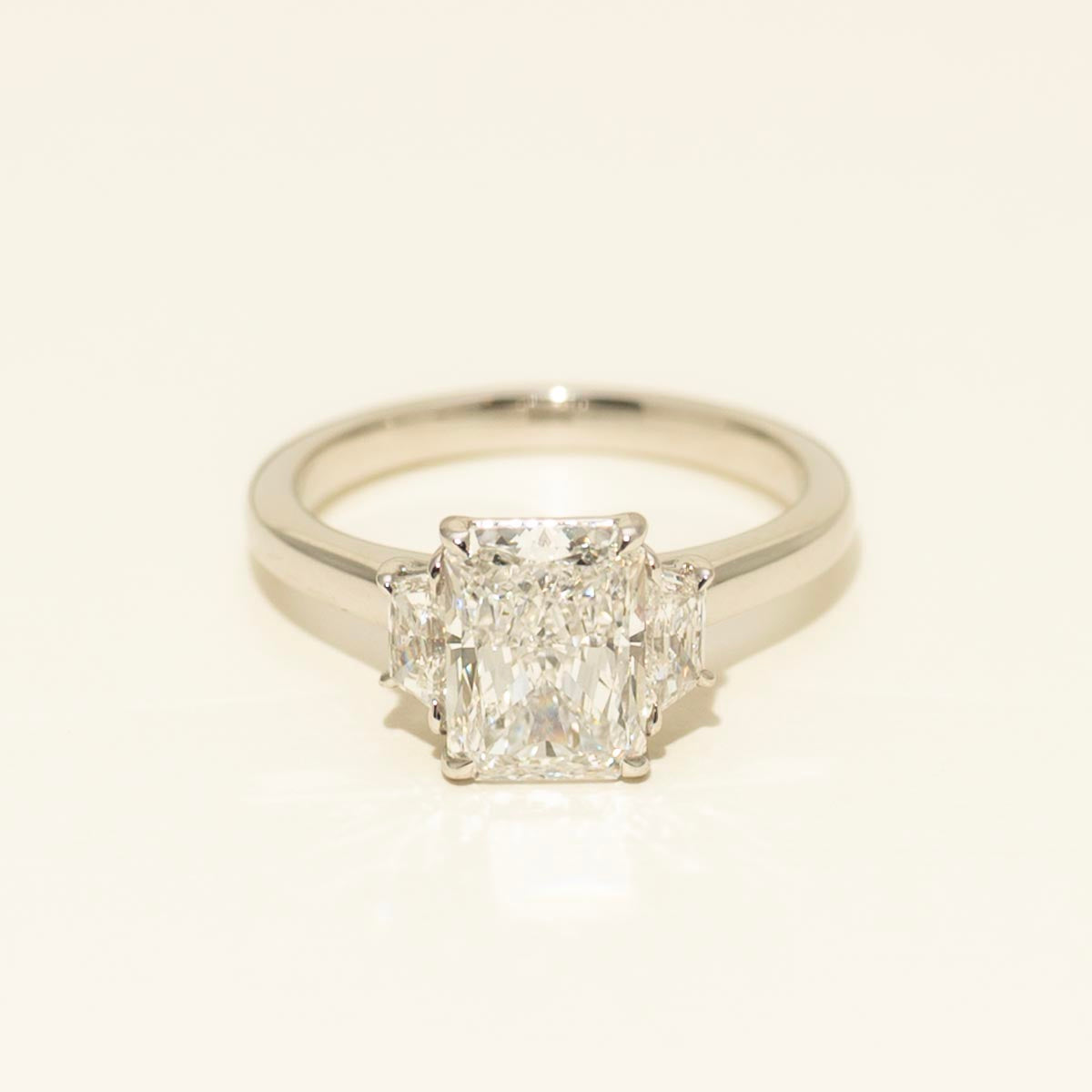 Radiant Cut Diamond Three Stone Engagement Ring in Platinum (2 3/8ct tw)