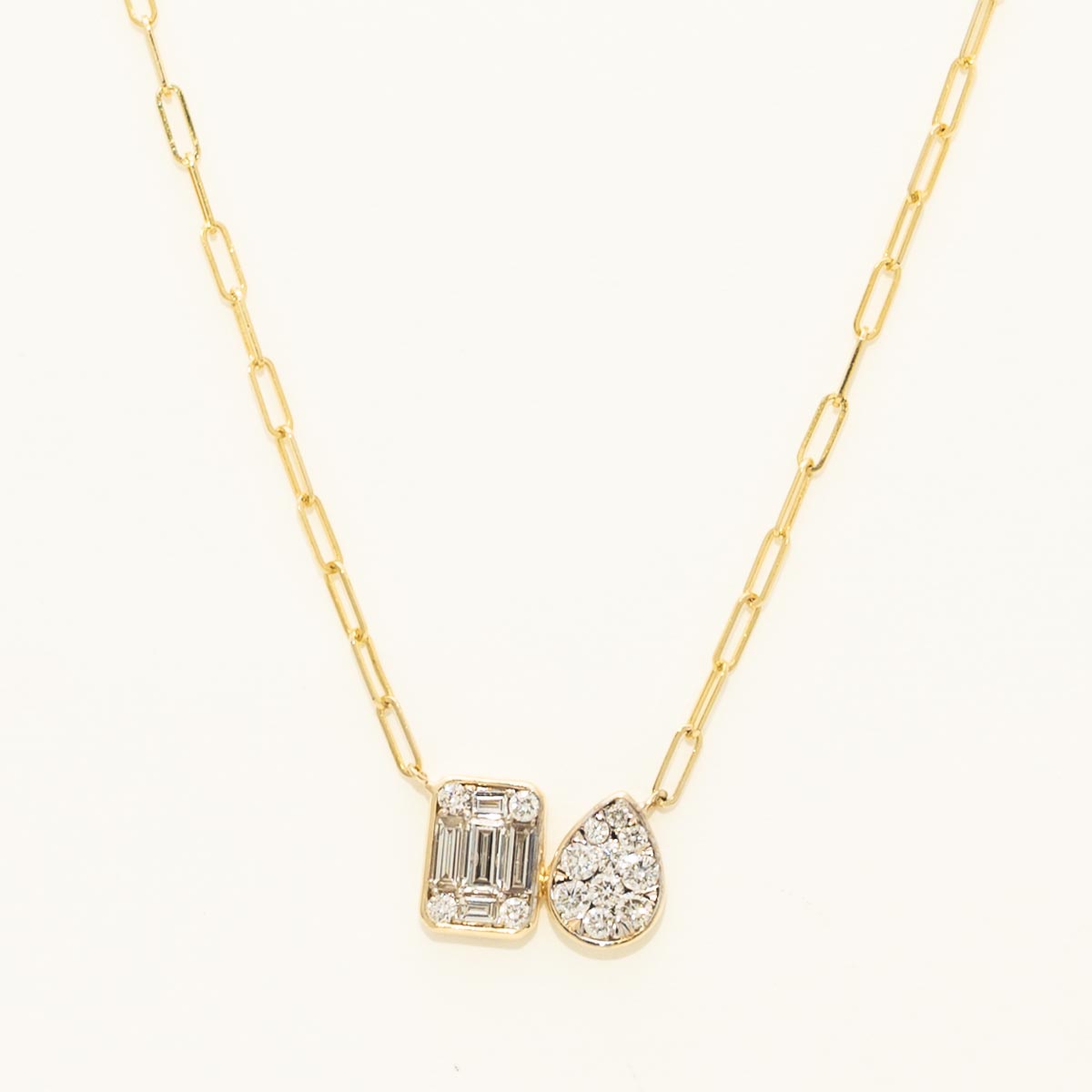 Diamond Bezel Toi et Moi Necklace in 14kt Yellow Gold (1/2ct tw)