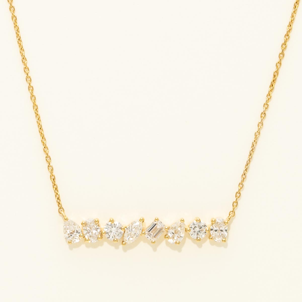 Multi Shaped Diamond Necklace in 14kt Yellow Gold (1ct tw)