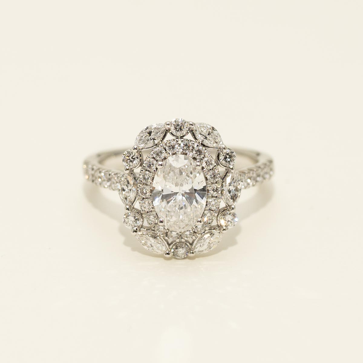 Oval Lab Grown Diamond Halo Engagement Ring in 14kt White Gold (2ct tw)