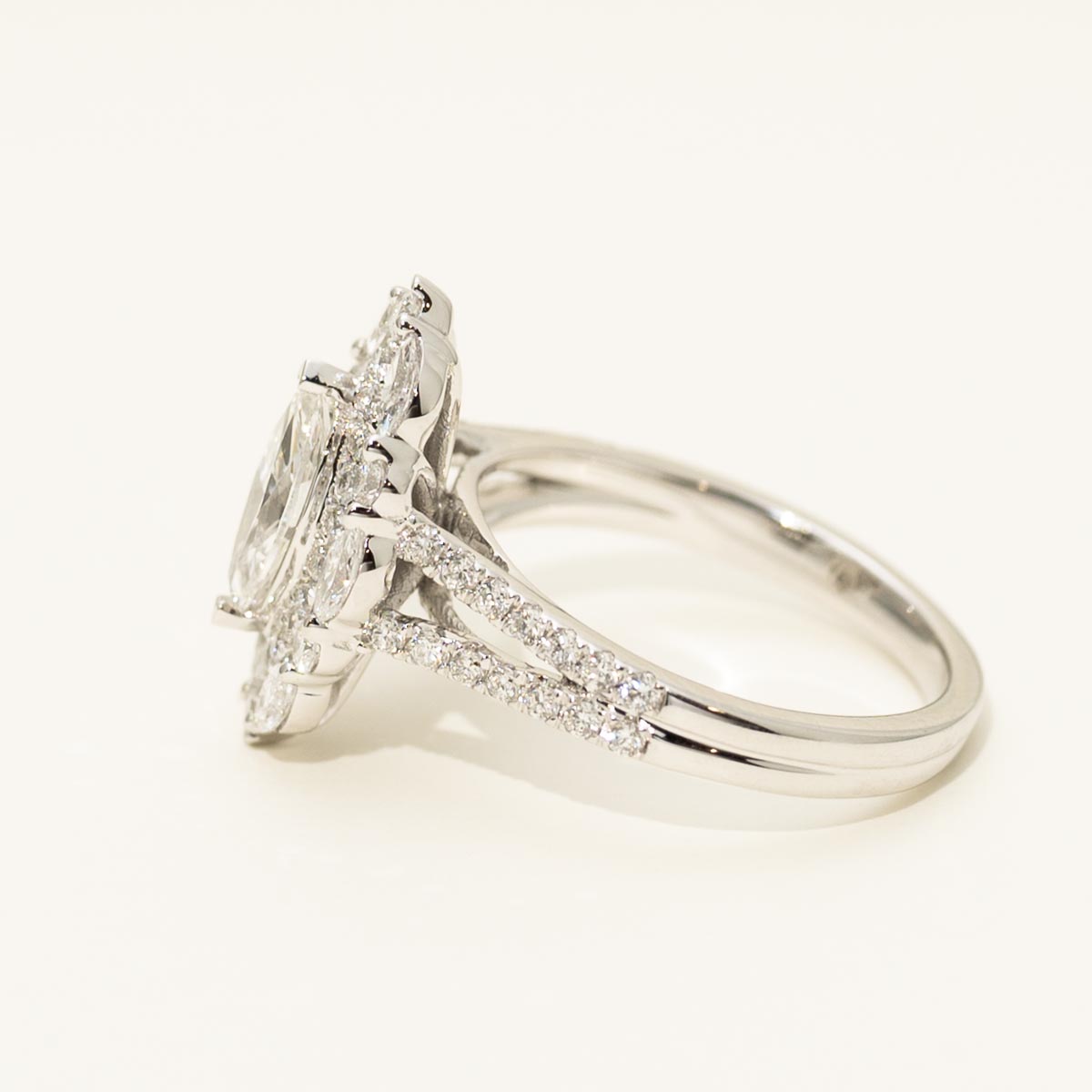 Lab Grown Marquise Diamond Halo Engagement Ring in 14kt White Gold (1 3/4ct tw)