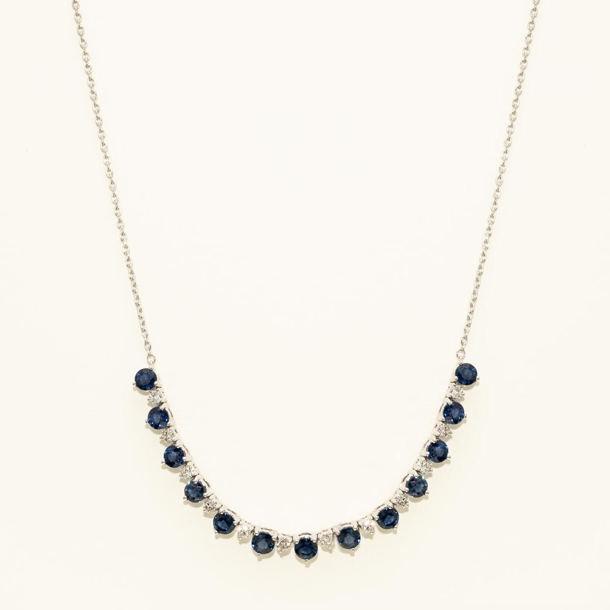 Sapphire Necklace in 14kt White Gold with Diamonds (1/2ct tw)