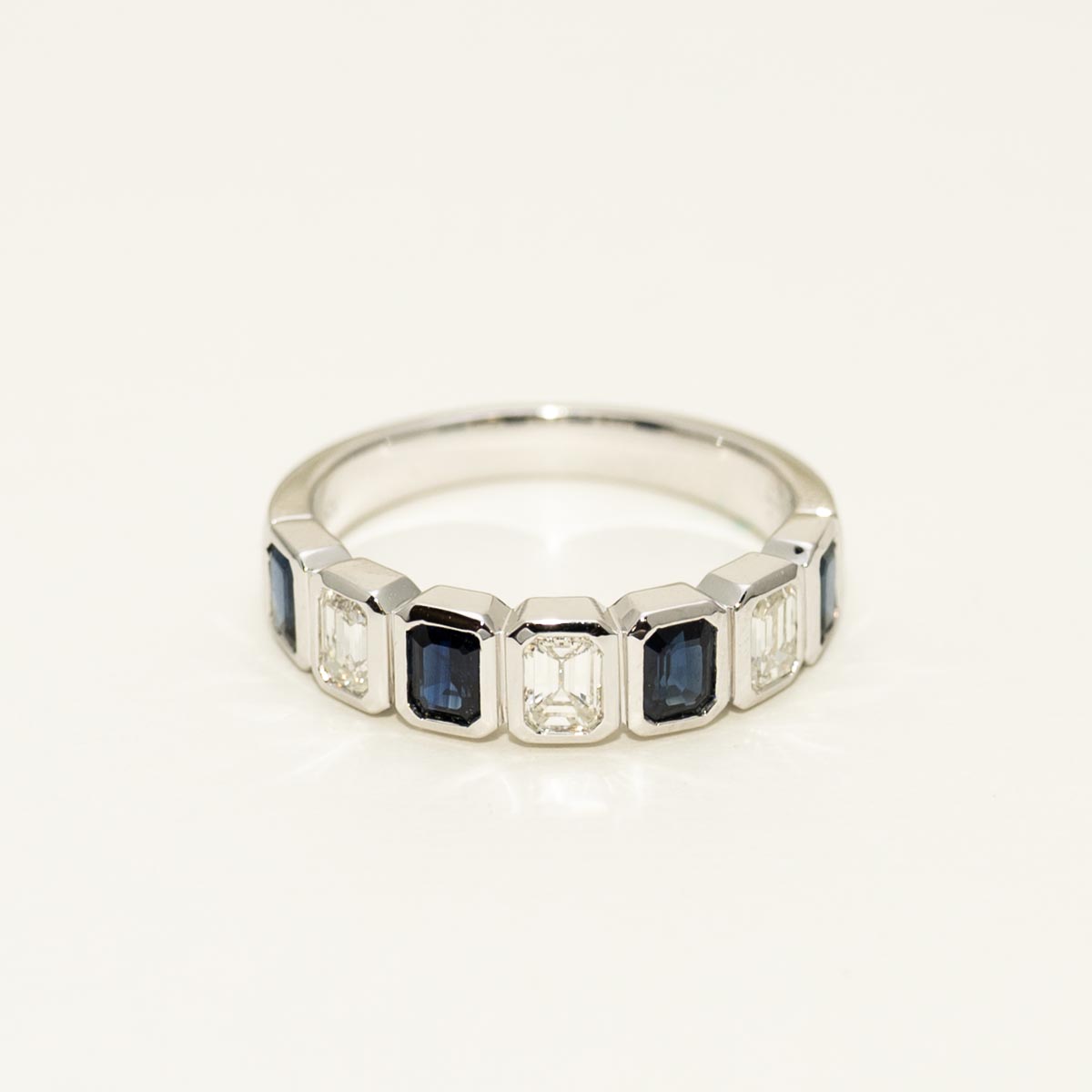 Emerald Cut Sapphire Ring in 14kt White Gold with Diamonds (5/8ct tw)