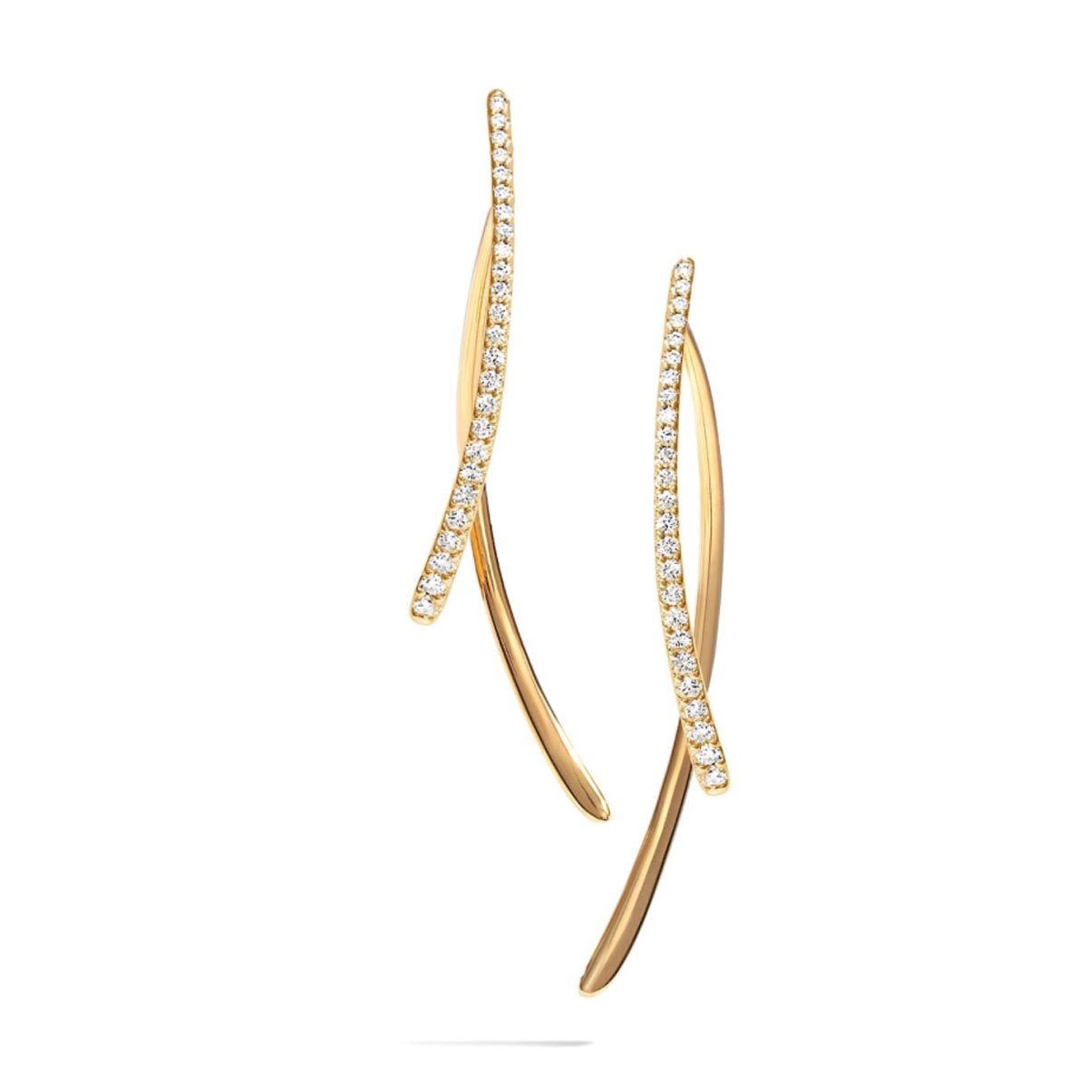 Ashi Couture Long Curve Diamond Dangle Earrings in 18kt Yellow Gold (1ct tw)