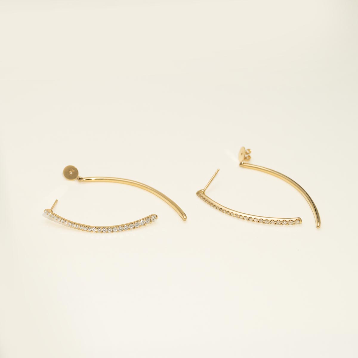 Ashi Couture Long Curve Diamond Dangle Earrings in 18kt Yellow Gold (1ct tw)