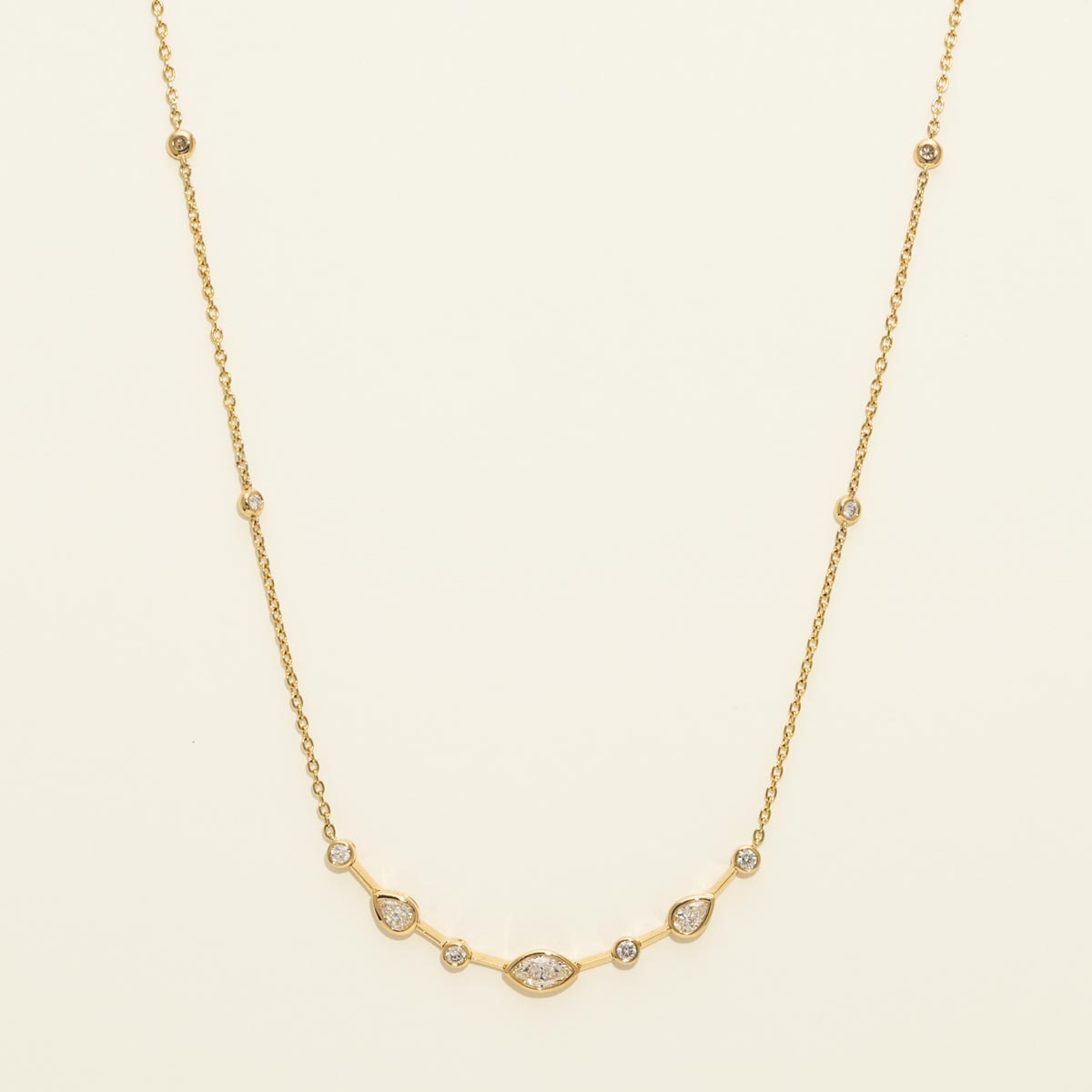 Ashi Couture Duchess Marquise & Pear Diamond Bezel Necklace in 18kt Yellow Gold (1 1/10ct tw)