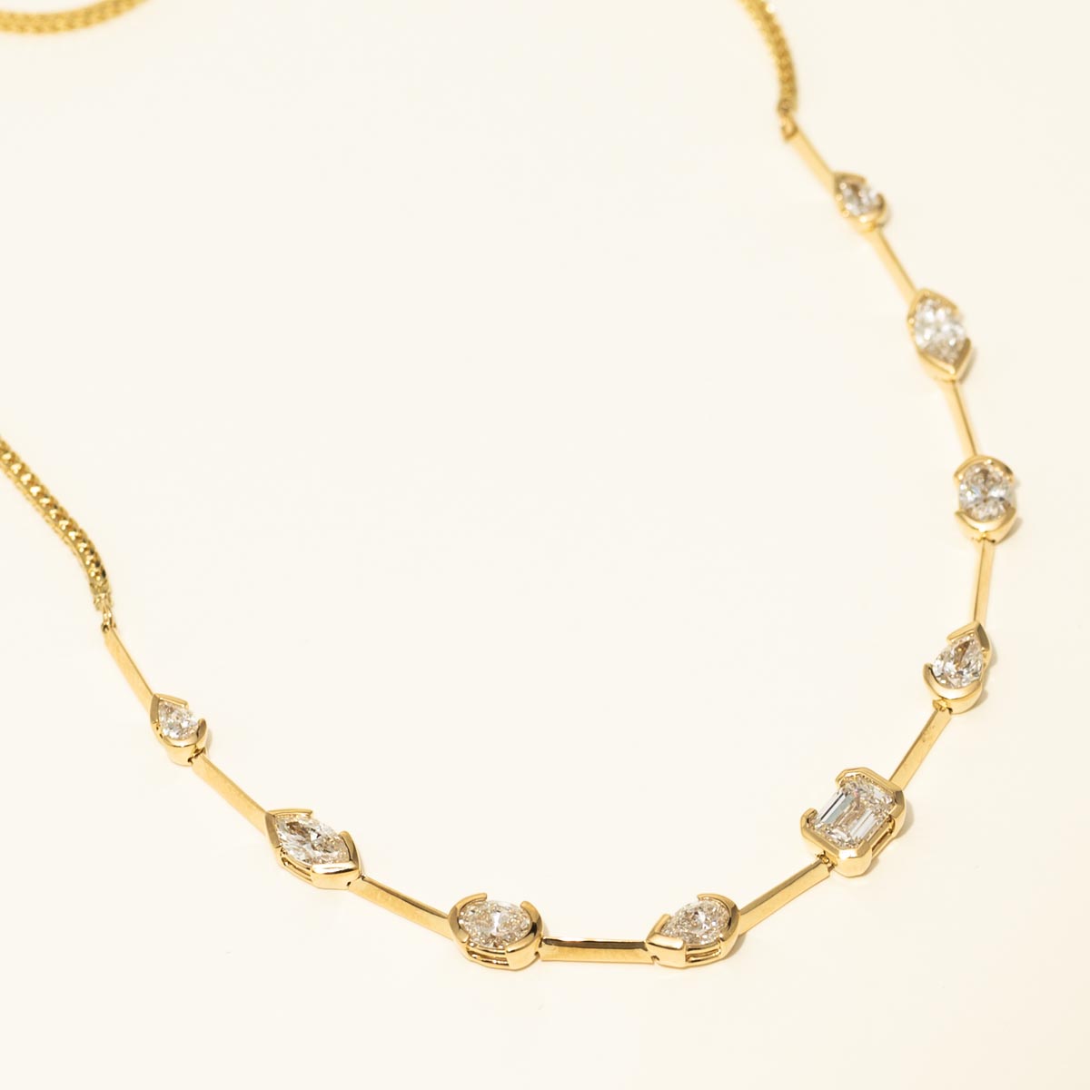 Ashi Couture Duchess Fancy Diamond Bezel Necklace in 18kt Yellow Gold (2 5/8ct tw)