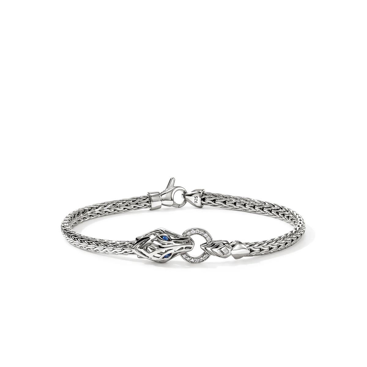 John Hardy Naga Diamond Bracelet in Sterling Silver with Blue Sapphires (.04ct tw)