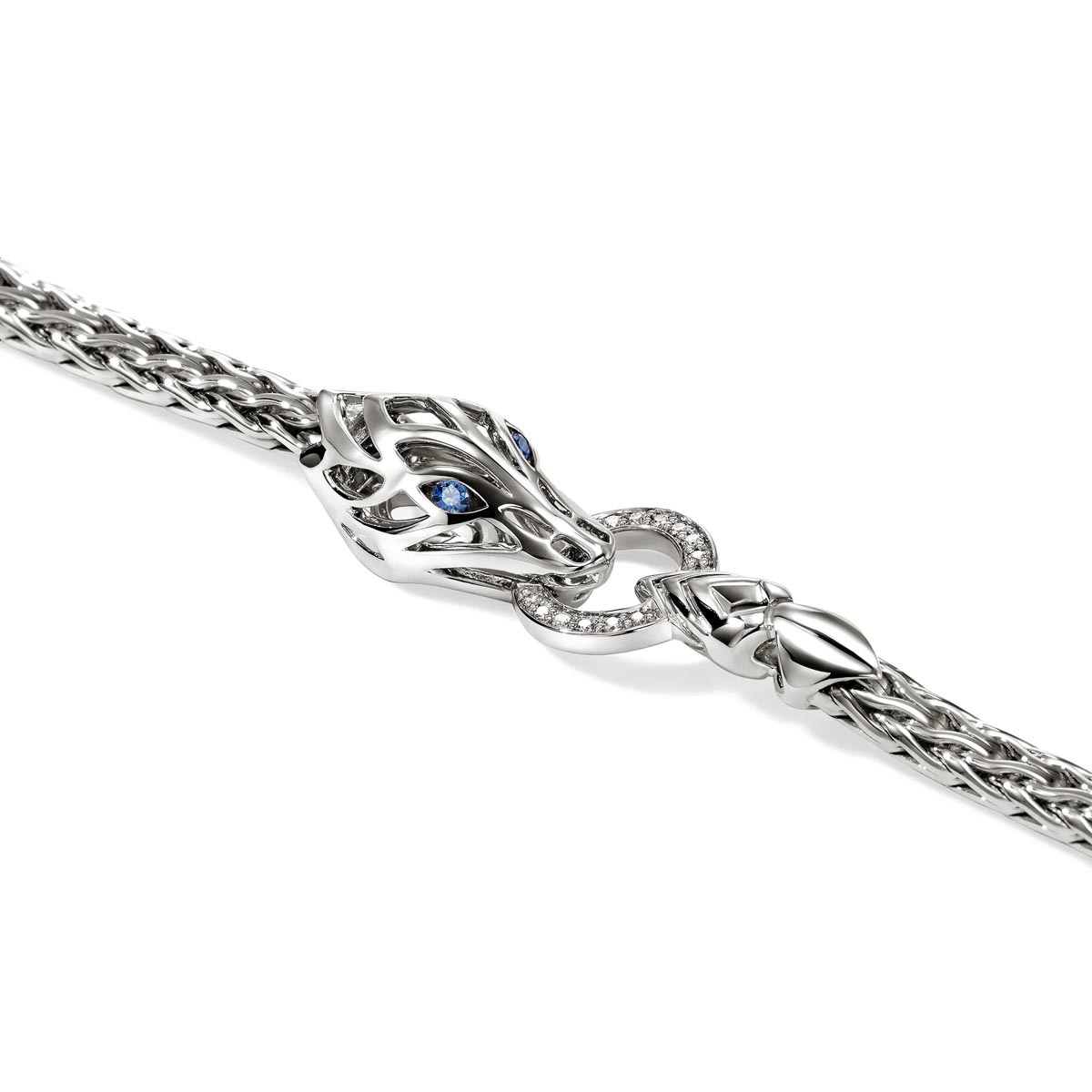 John Hardy Naga Diamond Bracelet in Sterling Silver with Blue Sapphires (.04ct tw)