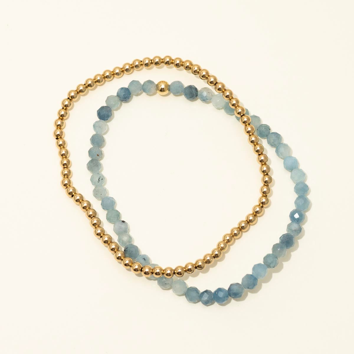 Dee Berkley Aquamarine and 3mm Ball Bracelet Set in 14kt Gold Filled- Jewelers for Children Fundraiser