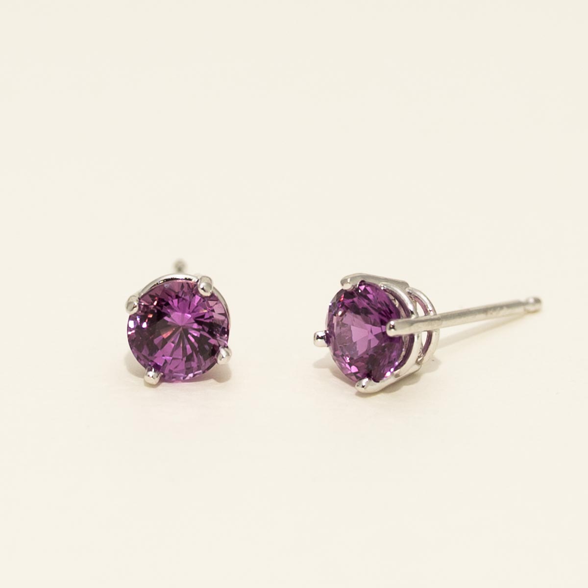 Pink Sapphire Earrings in 14kt White Gold