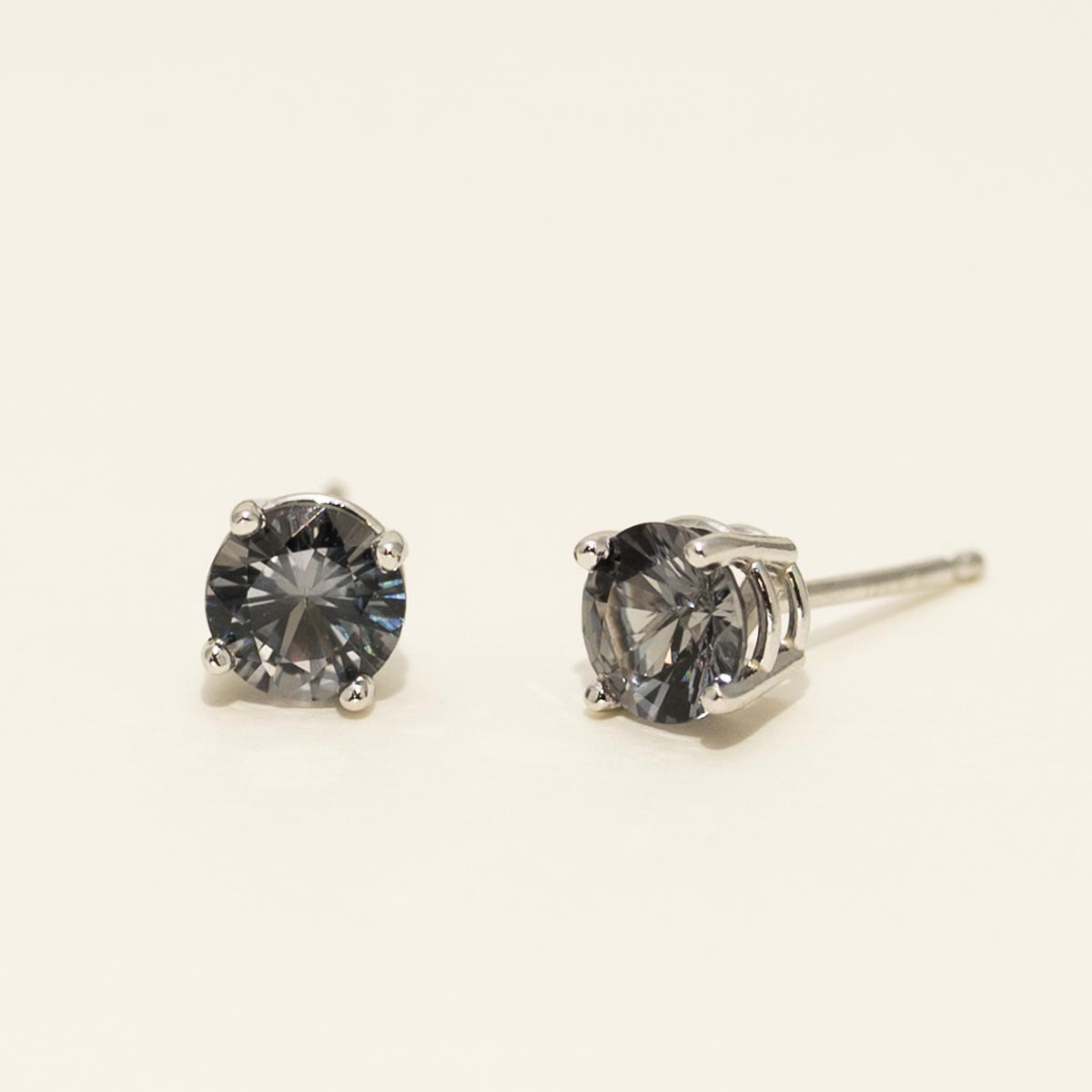 Grey Spinel Earrings in 14kt White Gold