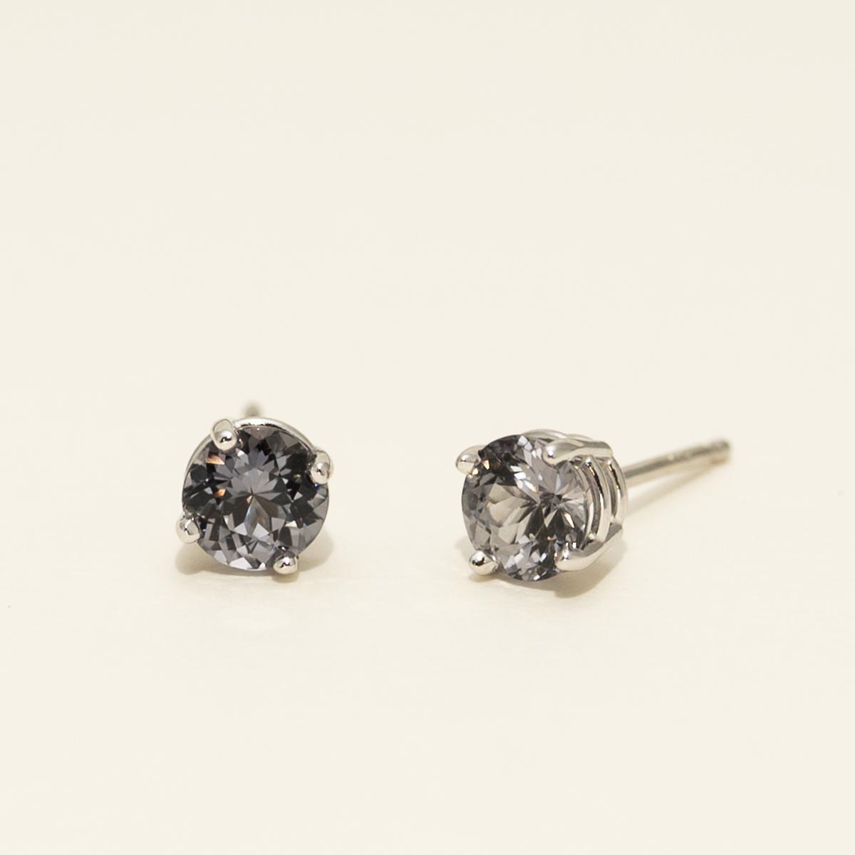 Grey Spinel Earrings in 14kt White Gold