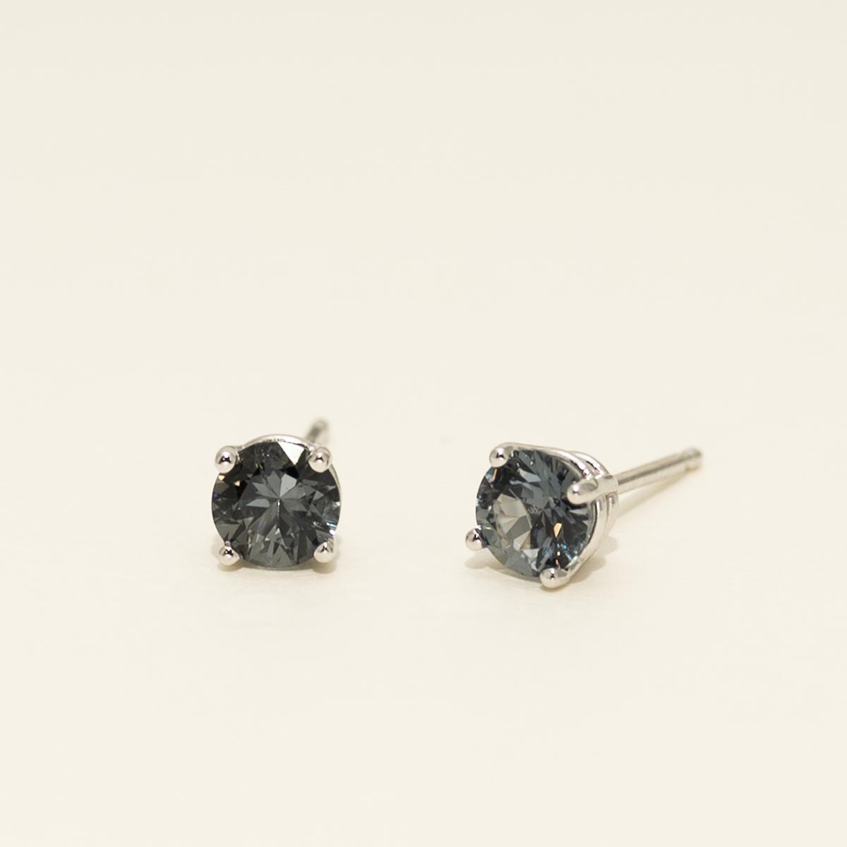 Grey Spinel Earrings in 14kt White Gold