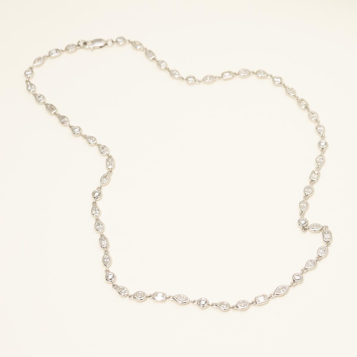 SoHo Collection Multi Shaped Diamond Bezel Necklace in 18kt White Gold (5 1/3ct tw)