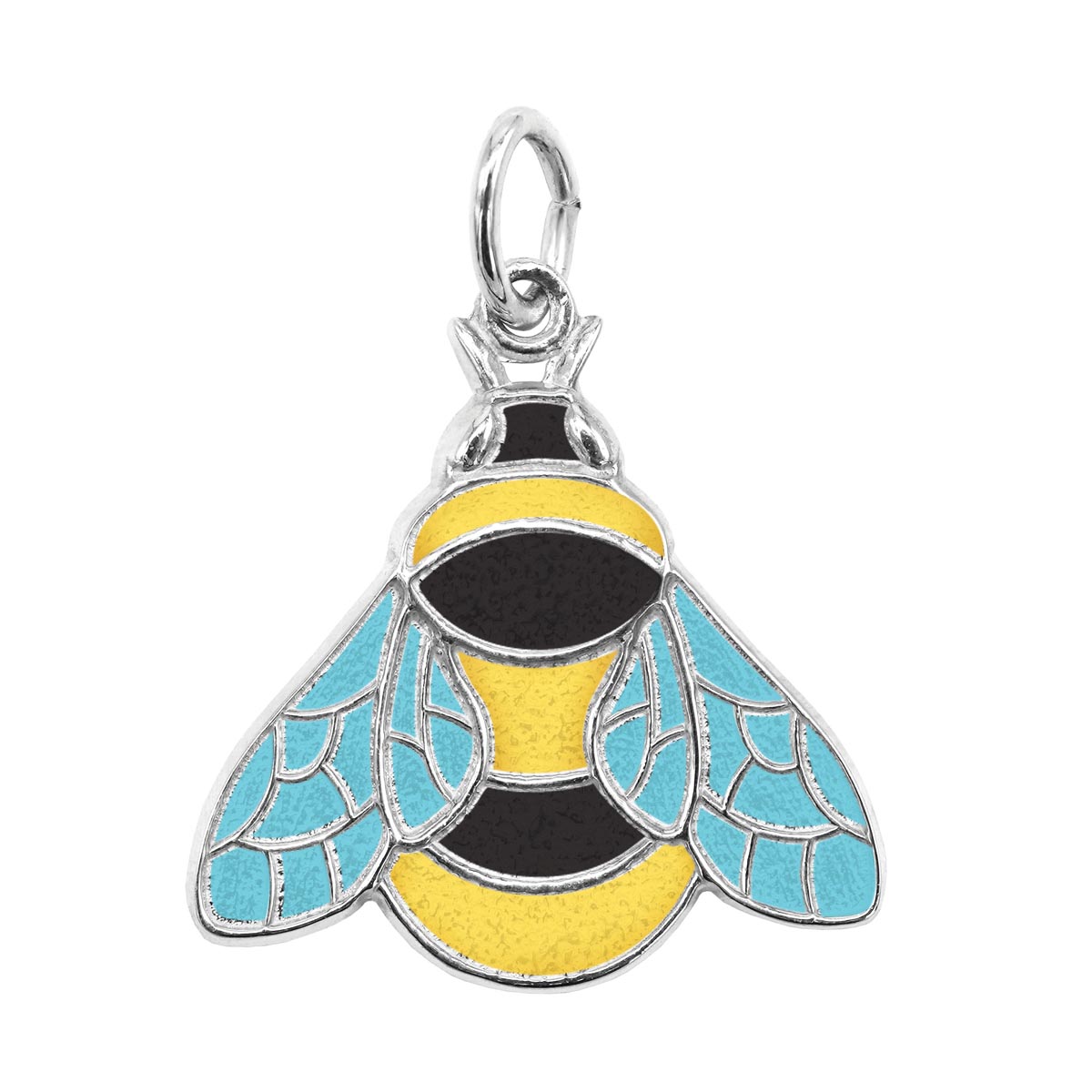 Painted Bumble Bee Charm in Sterling Silver
