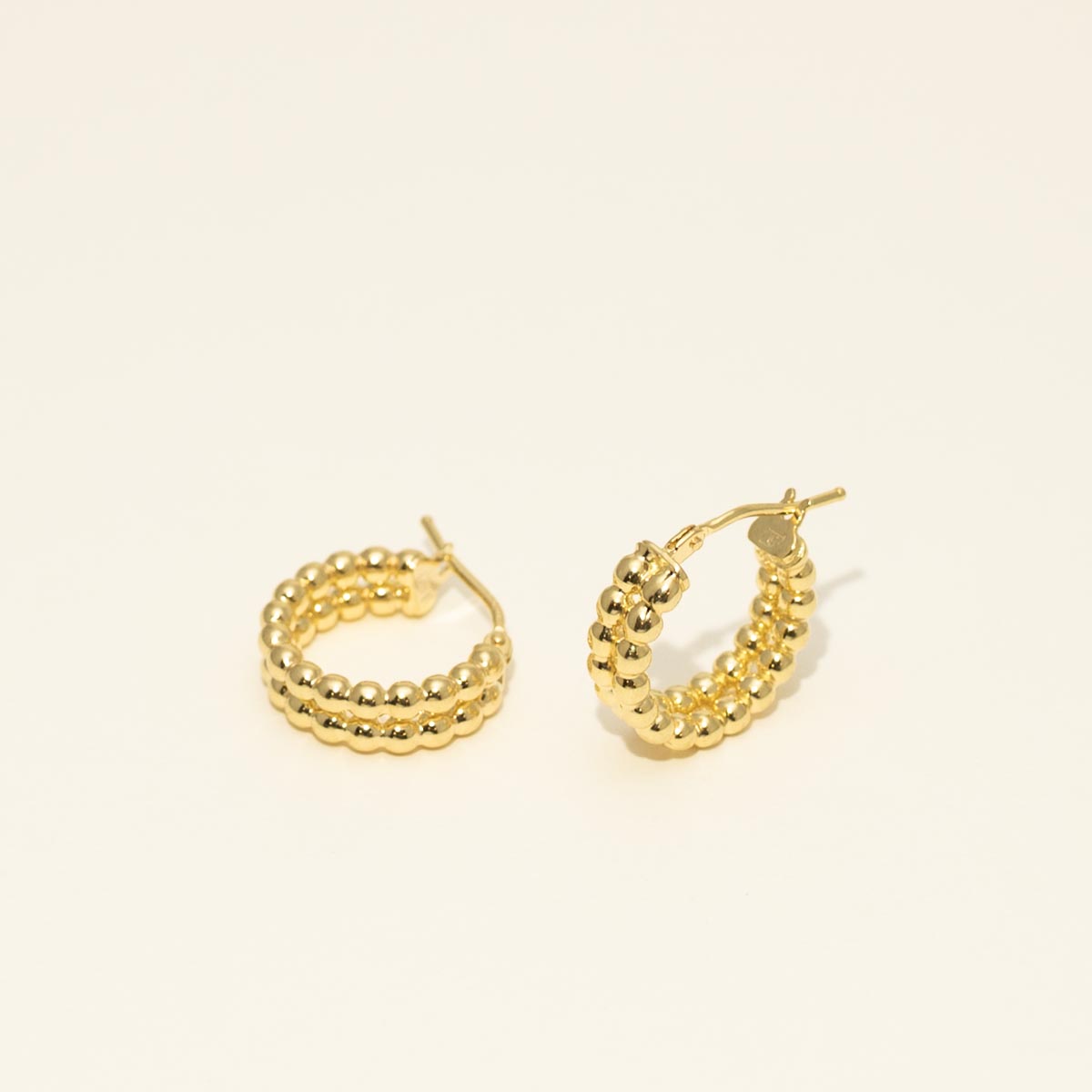 Beaded Double Hoop Earrings in 14kt Yellow Gold