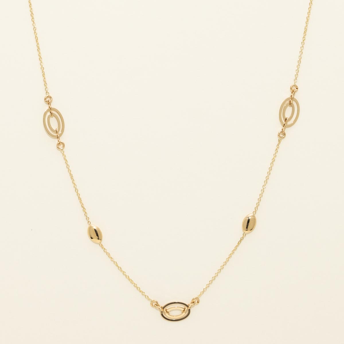 Linked Oval Station Necklace in 14kt Yellow Gold (16-18 inches)