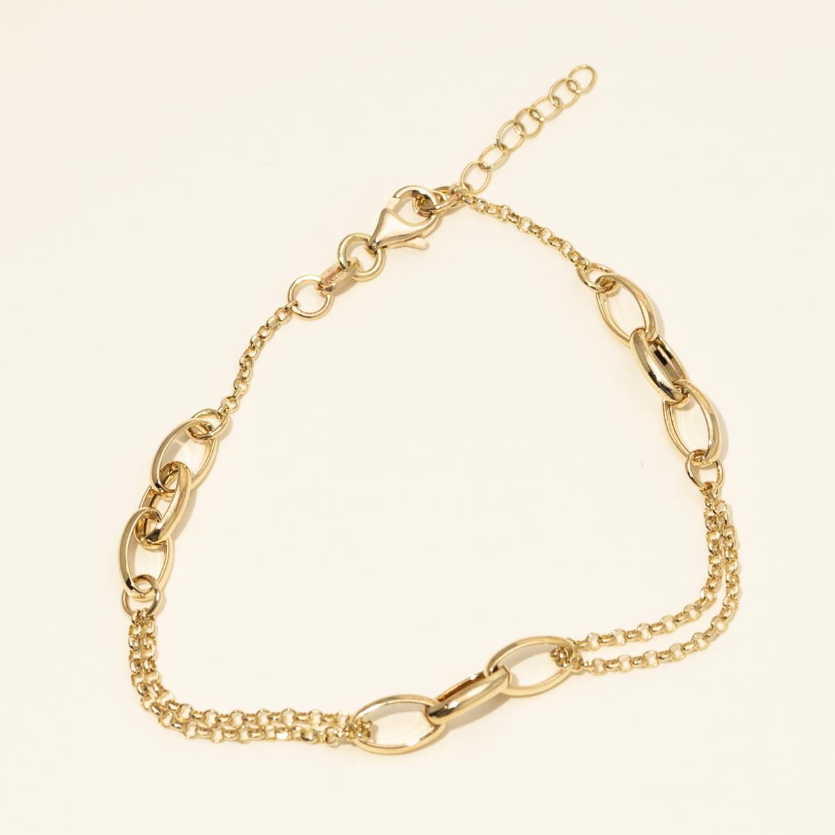 Oval Link Double Strand Bracelet in 14kt Yellow Gold (7 inches)