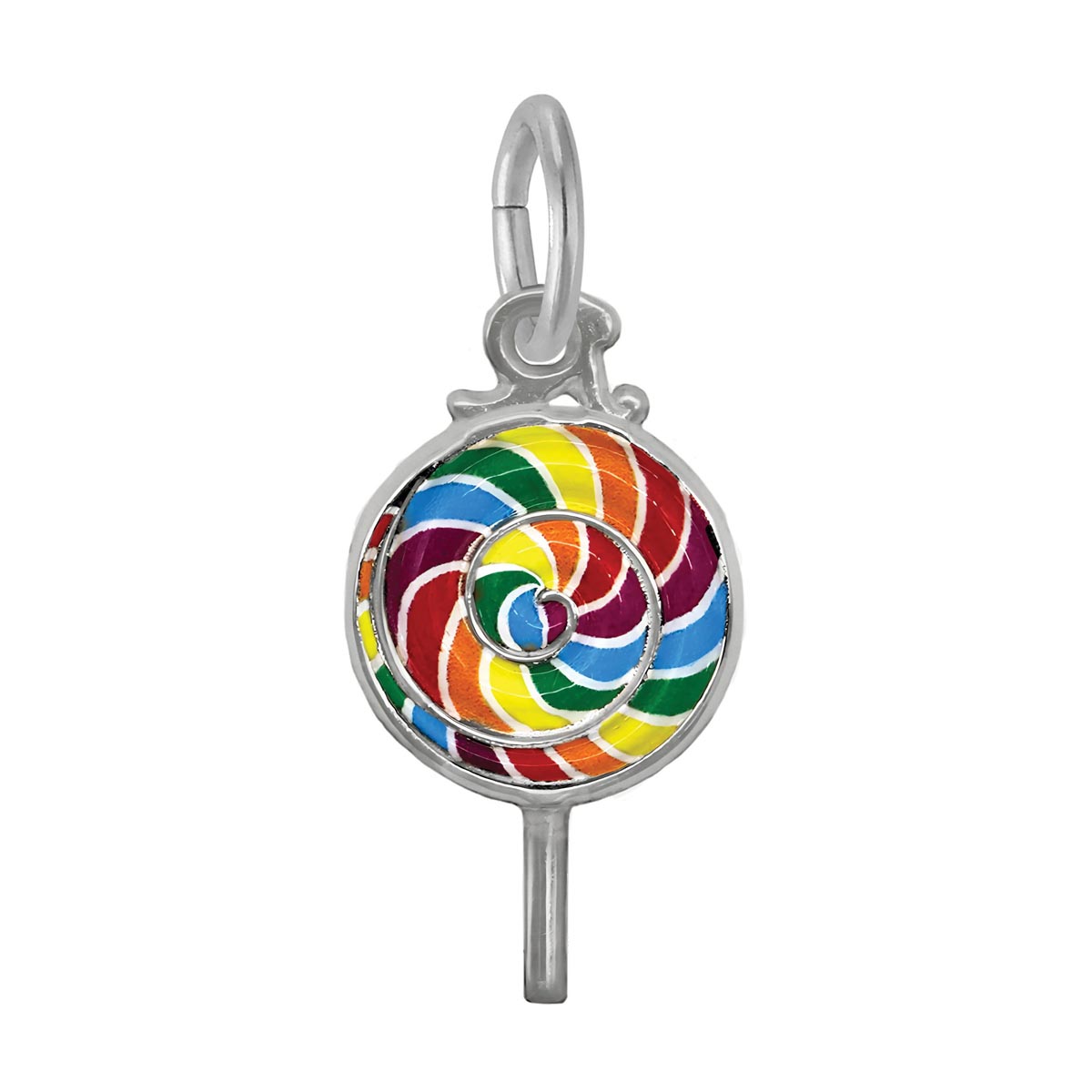 Painted Lollipop Charm in Sterling Silver