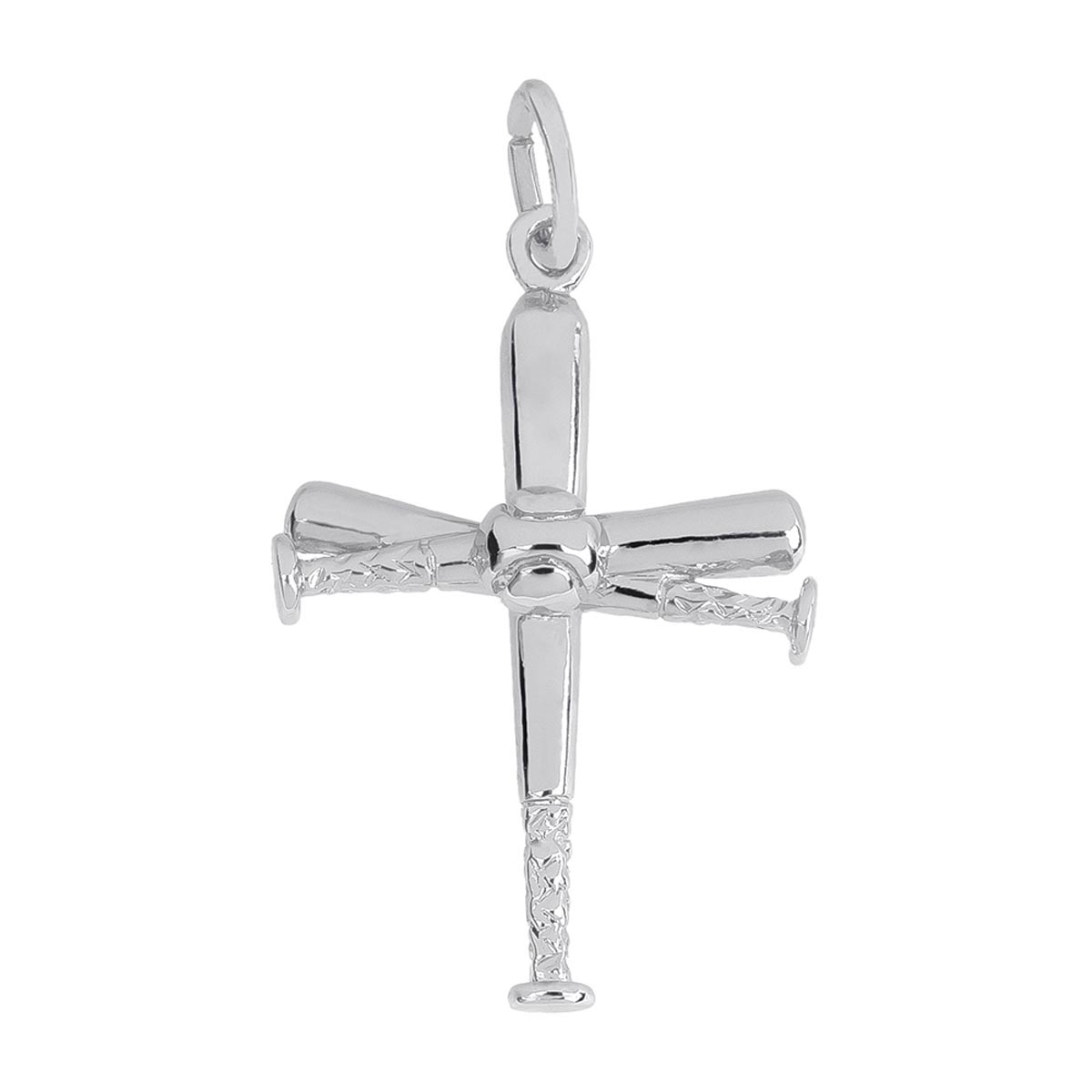Baseball Bat Cross Charm in Sterling Silver