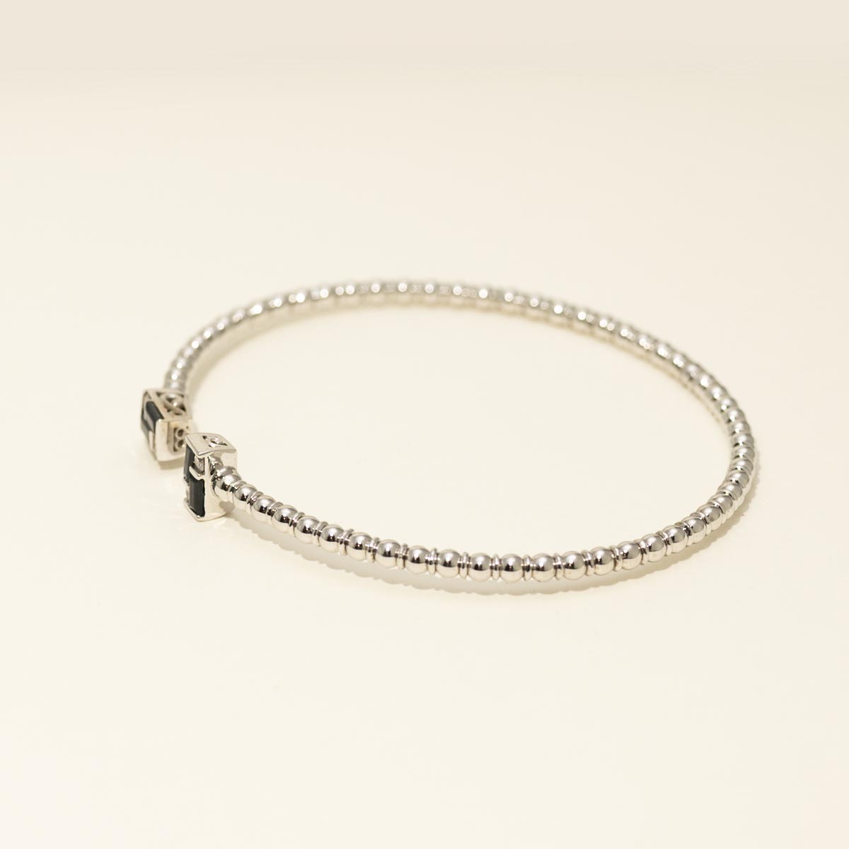 Baguette Sapphire Flexible Bracelet in 14kt White Gold with Diamonds (1/10ct tw)