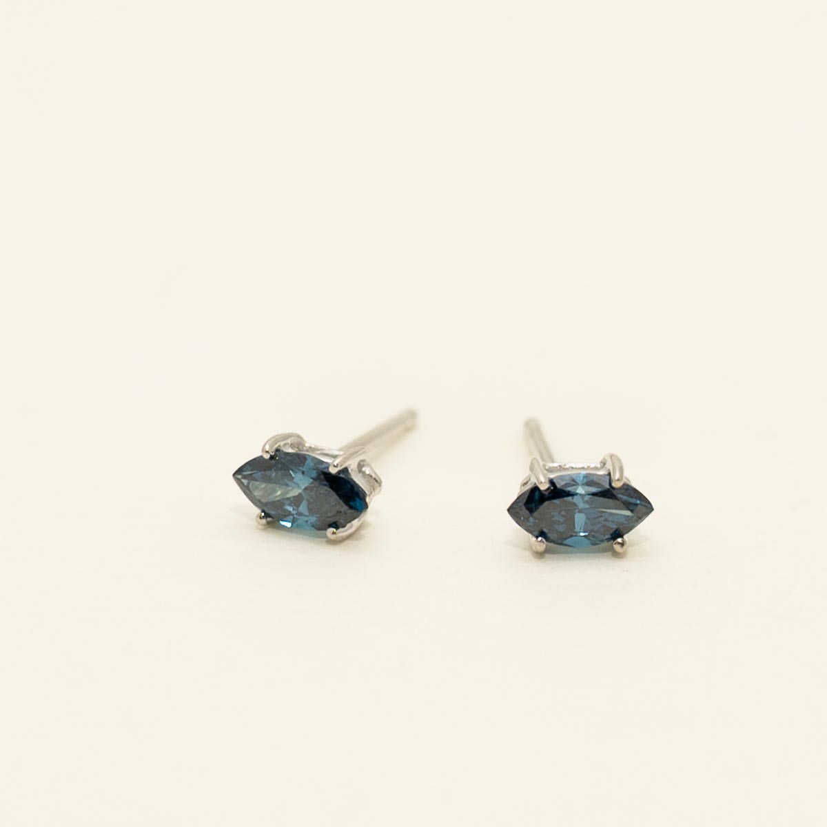 Marquise Blue Diamond Earrings in 14kt White Gold (3/8ct tw)