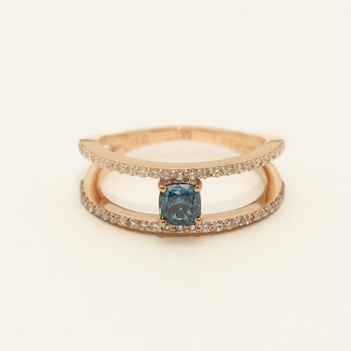Blue and White Diamond Fashion Ring in 14kt Rose Gold (7/8ct tw)