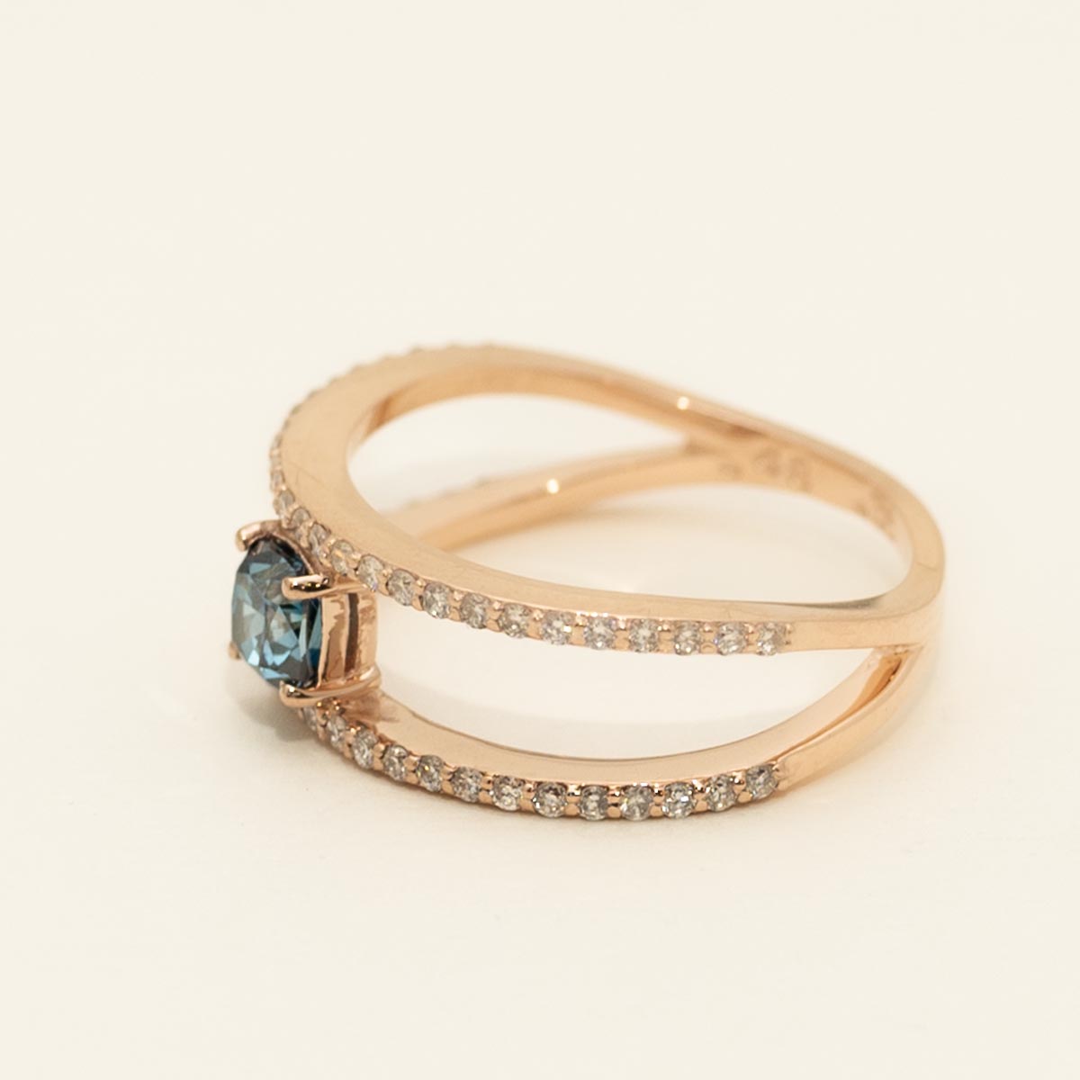 Blue and White Diamond Fashion Ring in 14kt Rose Gold (7/8ct tw)