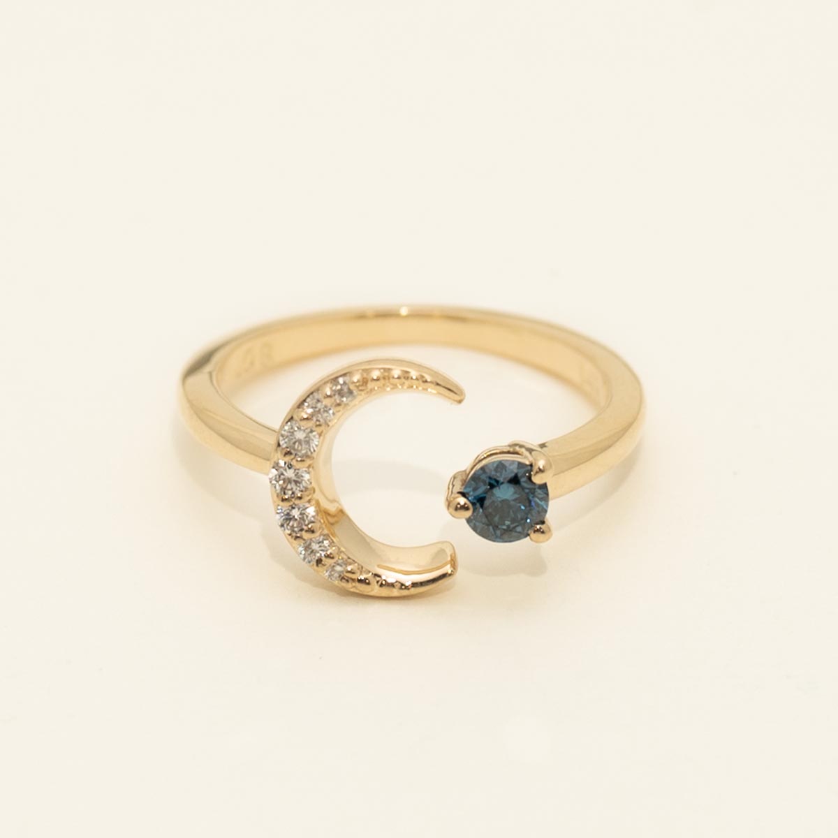 Blue Diamond Moon Ring in 14kt Yellow Gold (1/4ct tw)