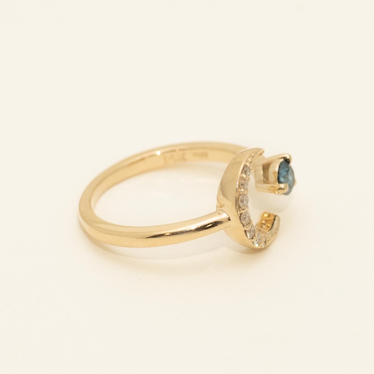 Blue Diamond Moon Ring in 14kt Yellow Gold (1/4ct tw)