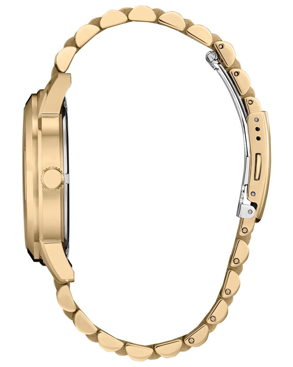 Citizen Rolan Watch with Black Dial and Yellow Gold Toned Stainless Steel Bracelet (eco-drive movement)