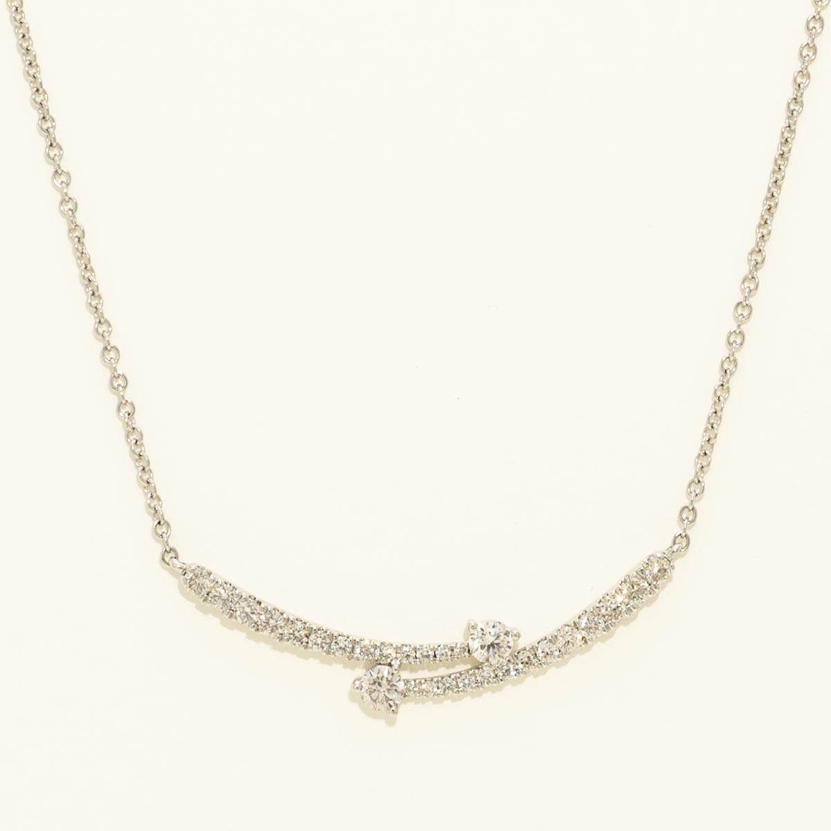 Diamond Bypass Curve Necklace in 14kt White Gold (1ct tw)