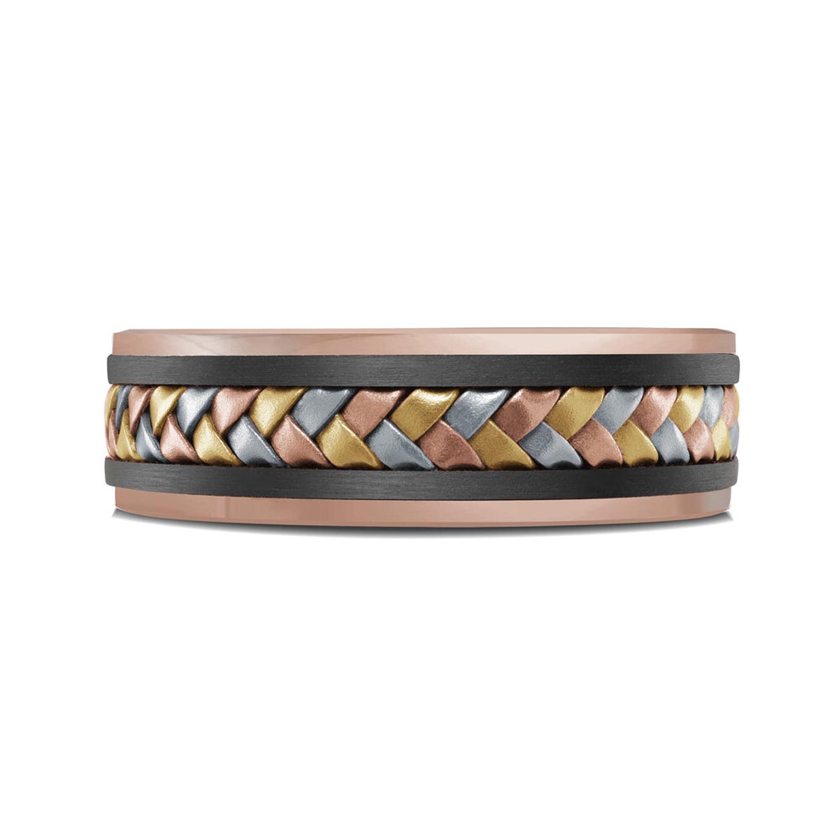 Mens Wedding Band in 14kt Yellow, Rose, White Gold and Tantalum (7mm)