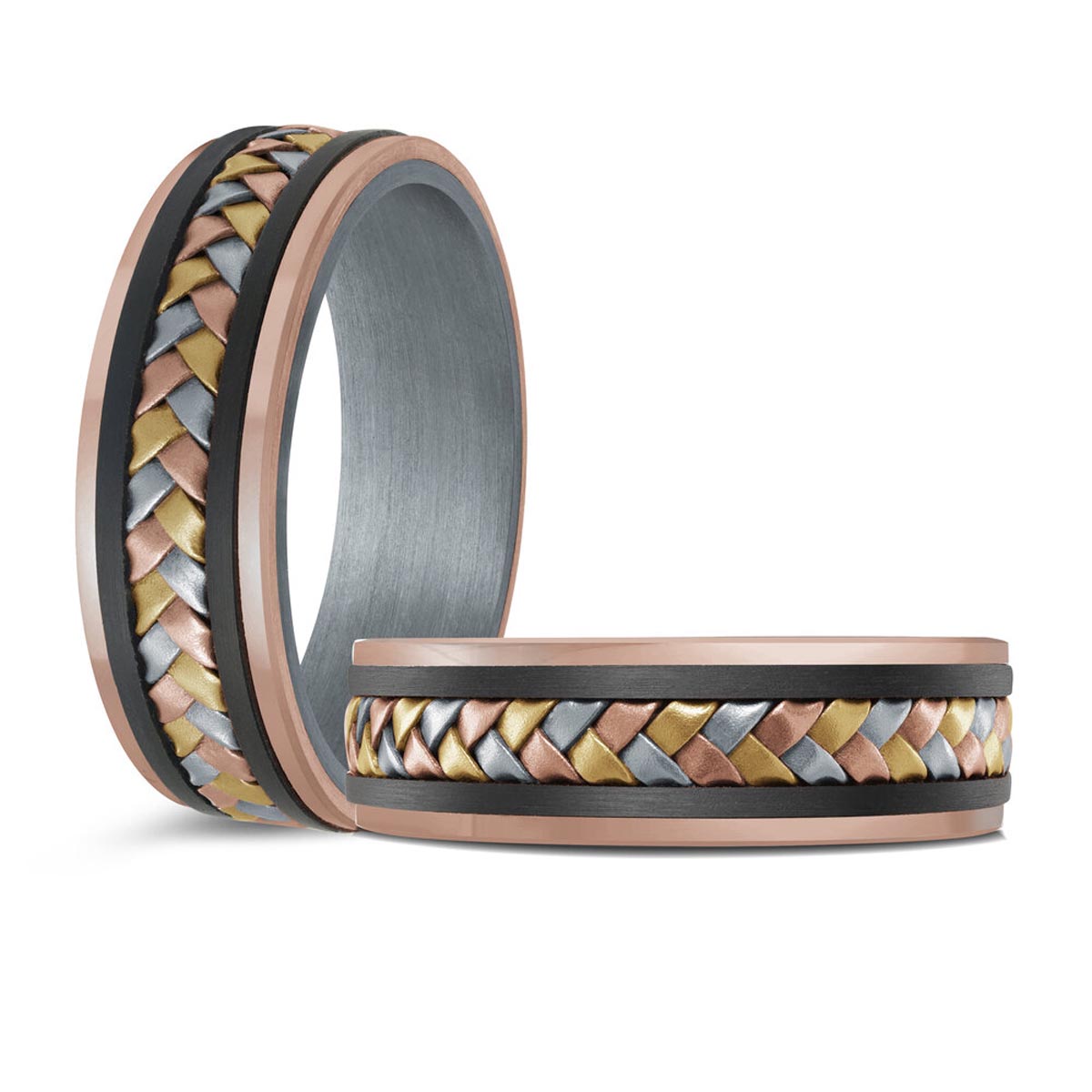 Mens Wedding Band in 14kt Yellow, Rose, White Gold and Tantalum (7mm)