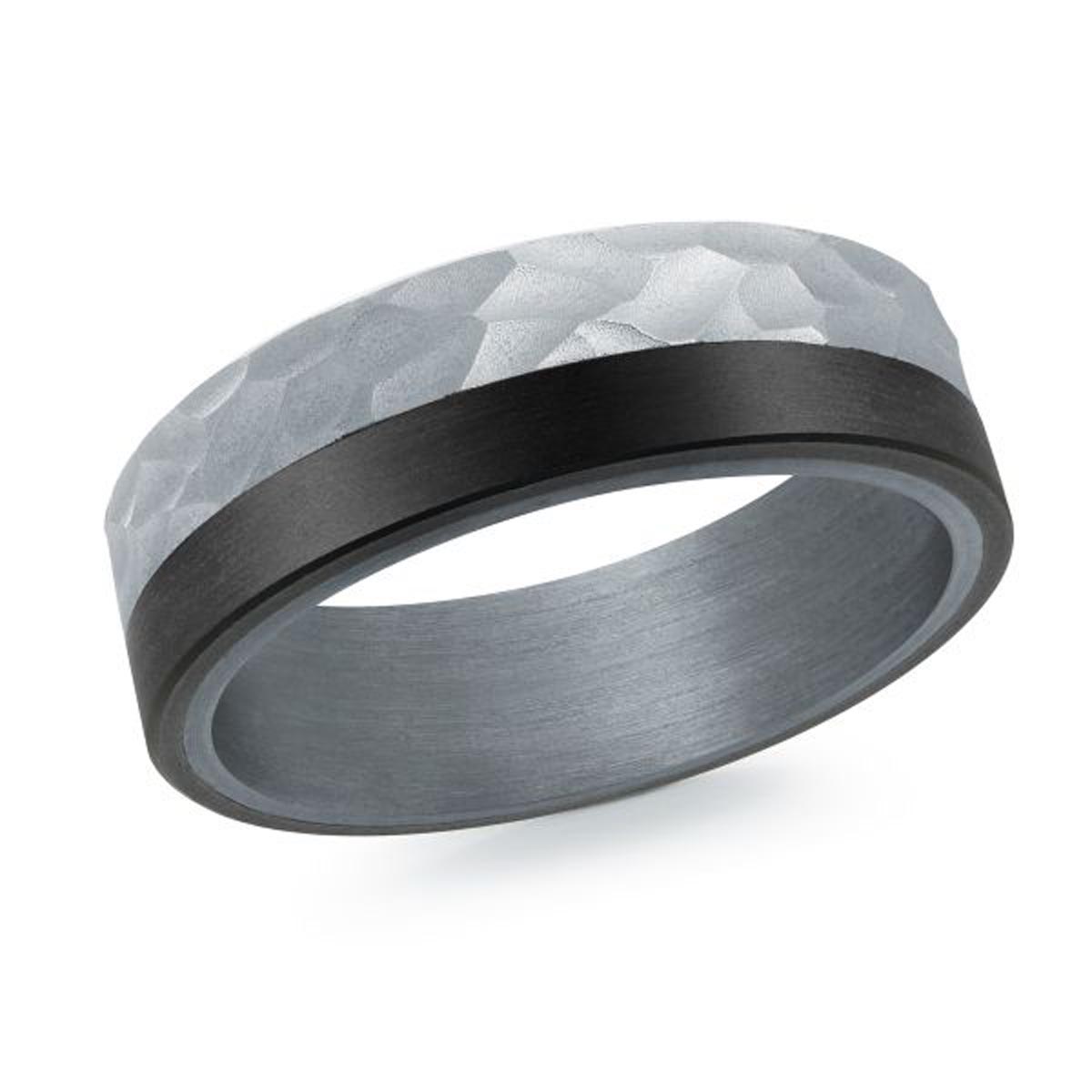 Mens Wedding Band in 14kt White Gold and Tantalum  (7mm)