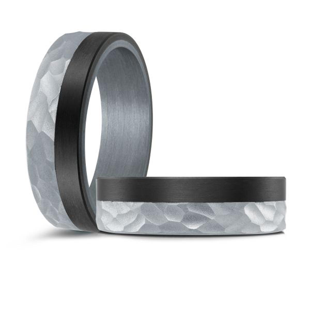 Mens Wedding Band in 14kt White Gold and Tantalum  (7mm)