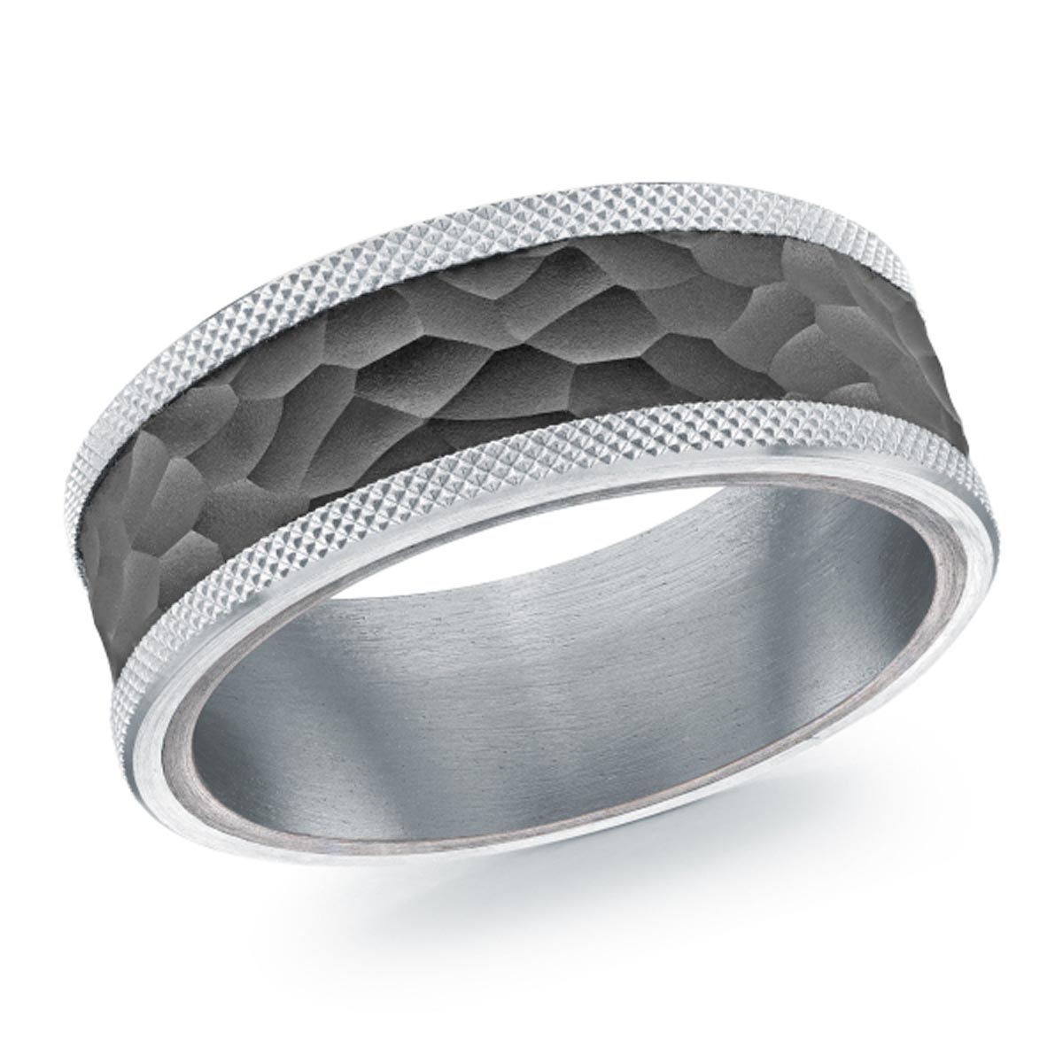 Mens Wedding Band in 14kt White Gold and Tantalum  (8mm)