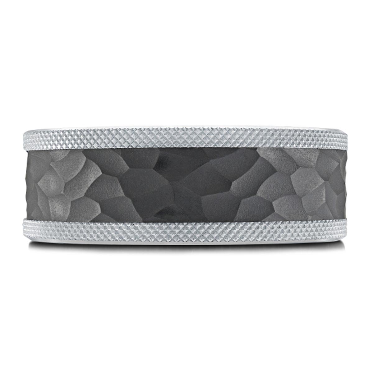 Mens Wedding Band in 14kt White Gold and Tantalum  (8mm)