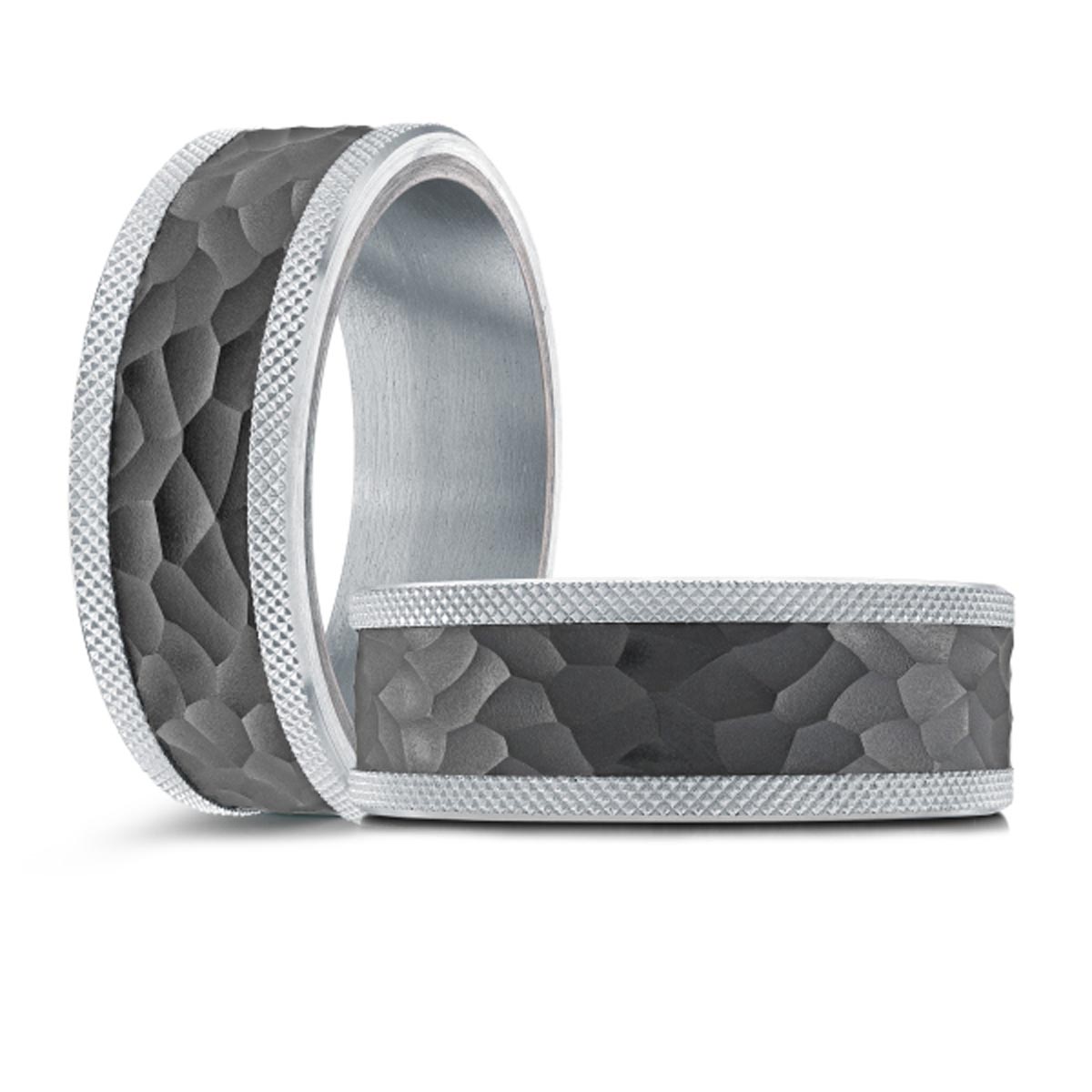 Mens Wedding Band in 14kt White Gold and Tantalum  (8mm)