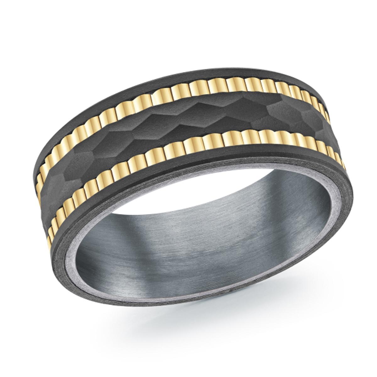 Mens Wedding Band in 14kt Yellow Gold and Tantalum  (8mm)