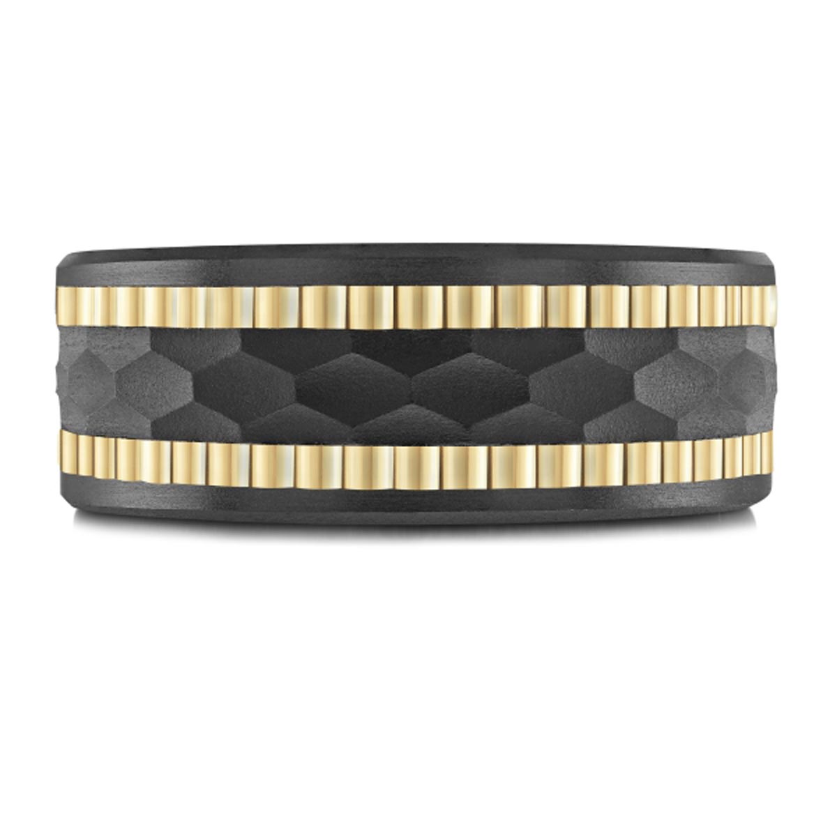 Mens Wedding Band in 14kt Yellow Gold and Tantalum  (8mm)