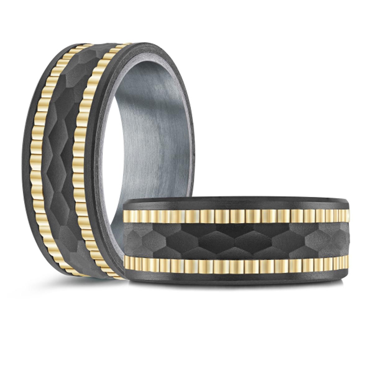Mens Wedding Band in 14kt Yellow Gold and Tantalum  (8mm)